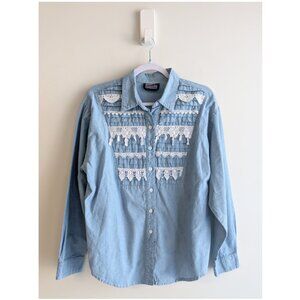 Vintage Ranch and Town Panhandle Slim button down shirt with lace doilies